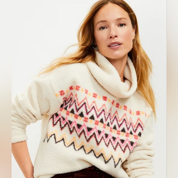 LOFT Sweaters - Loft Fair Isle Mock Neck Sherpa Top